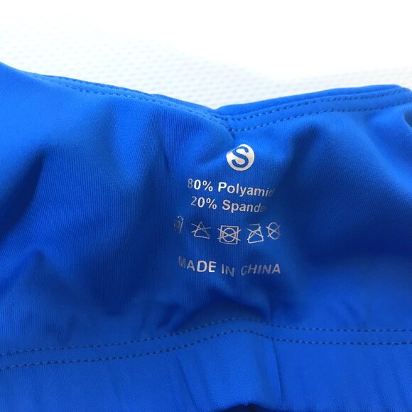 Royal Blue Cropped Workout Top V-Neck Built-In Bra Sz S, Colorskin - Picture 12 of 16